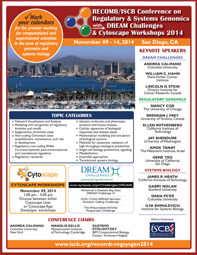 RECOMB/ISCB Conference on Regulatory and Systems Genomics, with DREAM Challenges 2014
