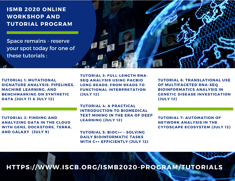 ISMB 2020 Register for Online Workshop and Tutorial Program
